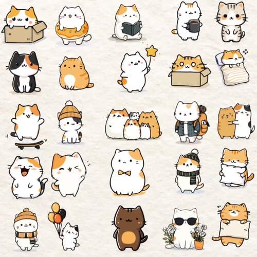 50 Kawaii Cute Cat Clipart PNG – Collection of Cute Cat by AmsolBooks