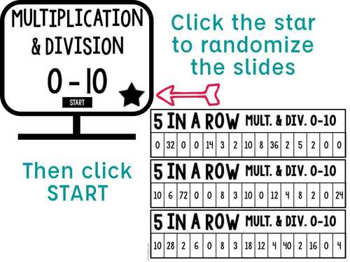 Multiplication division games 5 in a row fact fluency bundle tpt