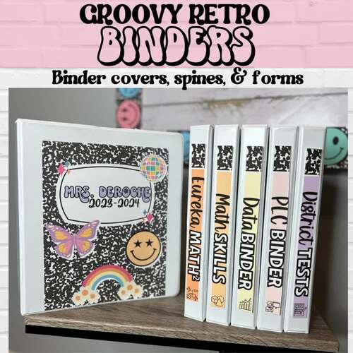 Binder Covers, Spines and Classroom Forms, Retro Groovy Classroom Decor