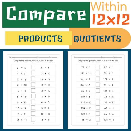 Grade 3 Multiplication & Division Comparison Worksheets by TAMATHO