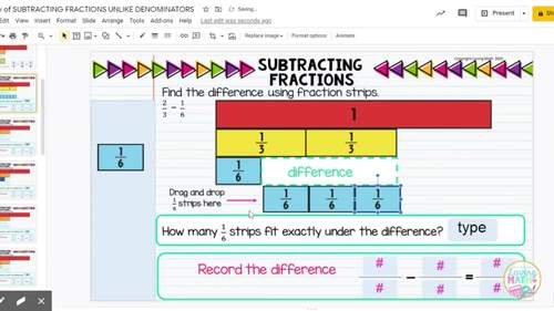Subtracting Fractions with Unlike Denominators for Google Classroom