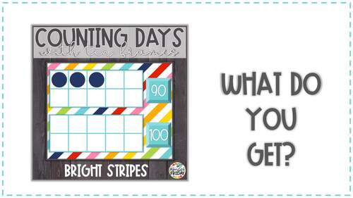 Counting Days of School | Ten Frames | Bright Stripes by Almost Friday