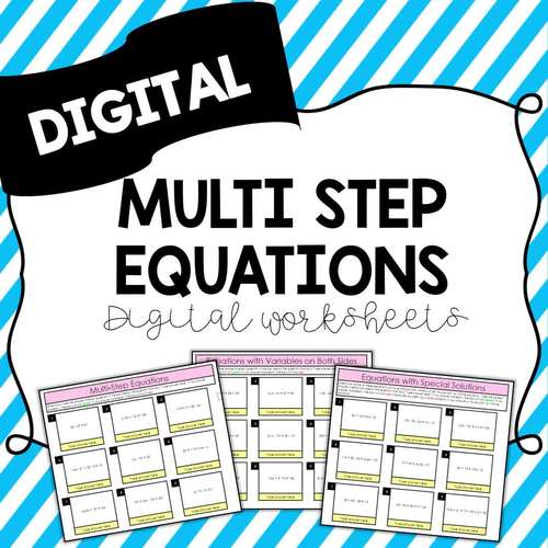 Multi-Step Equations Worksheet by Melaine Crowder | TPT