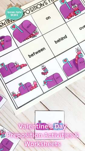 Valentine's Day Spatial Preposition Activities & Worksheets