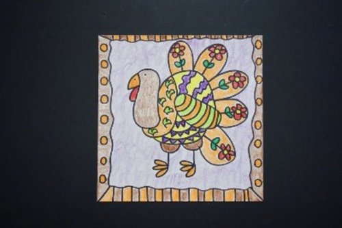 Preview of Let's Draw a Folk Art Turkey!