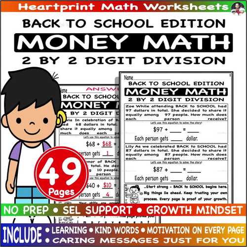 2 digit by 2 digit division Word Problems Math Money Skill Hero Reach ...