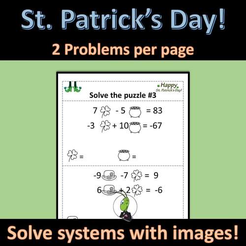St. Patrick's Day Systems of Equations with Logic Puzzles and Pictures ...