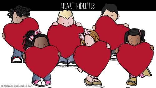 Heart Kidlettes clip art, Valentine's Day MINI by Melonheadz Clipart