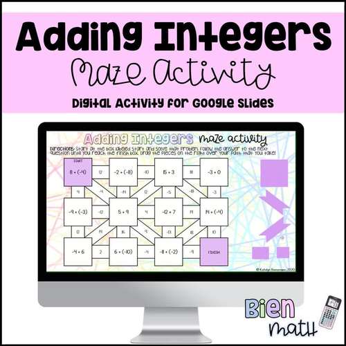 Adding Integers Maze Activity Printable & Digital by Bien Math