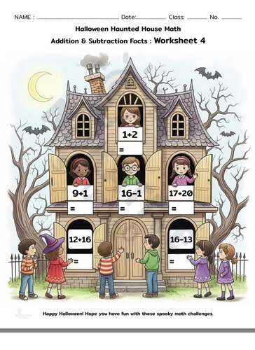 Halloween Haunted House Math Worksheets | No Prep | Printable ...