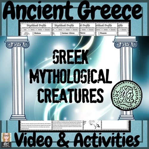 Preview of Ancient Greece Mythological Creatures Video, Digital Task Cards & Activities!