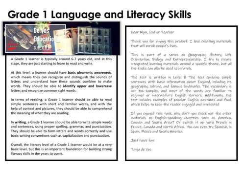 Reading Comprehension Grade 1 England by De Vos Education | TPT