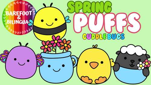 Spring Puffs Clipart | Cuddlebugs Collection | Cute Spring Characters