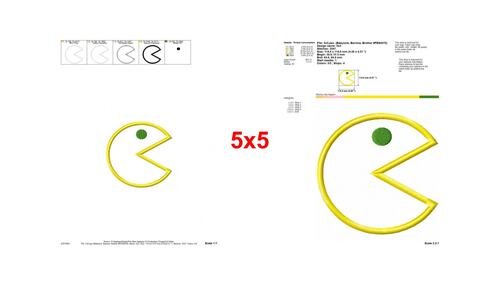 Pac Man Applique 01 Embroidery Design - Instant Download by Aneta H