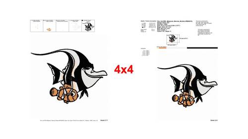 Gill and Nemo cartoon fish friendship embroidery designs - Instant Download