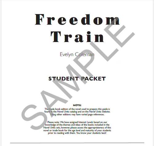 Freedom Train Novel Units® Student Packet Novel Study | TPT
