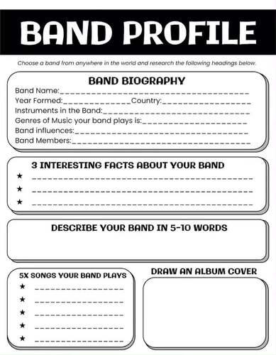 Genres of Music ROCK Music Unit Intro - Self Directed Printable Worksheets