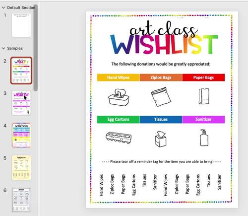 Editable Classroom Donation Printable Teacher Wish List 