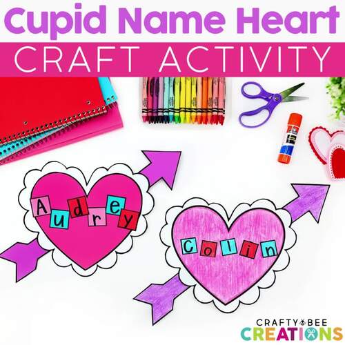 Cupid Name Heart Craft Valentines Day February Bulletin Board