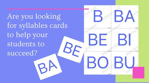 Spanish Syllables. SÍlabas en Español. Blue Font by MONTEVIDEO Printables