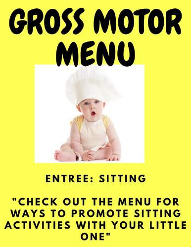 Preview of Gross Motor Trifold Menu Series: Sitting, Crawling/Creeping, Standing VIDEO+PDF