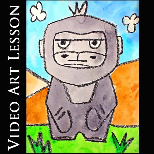 Preview of SAFARI GORILLA Video Art Lesson | EASY Directed Drawing & Painting Project