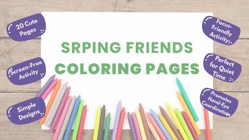 Spring Friends Coloring Pages | Preschool Spring Coloring Book | TPT