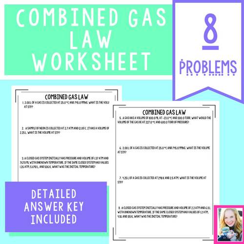 Combined Gas Law Worksheet - Answer Key Included - Distance Learning