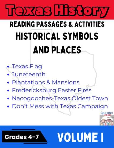 Texas Historical Symbols & Places Reading Passages & Activities | TPT