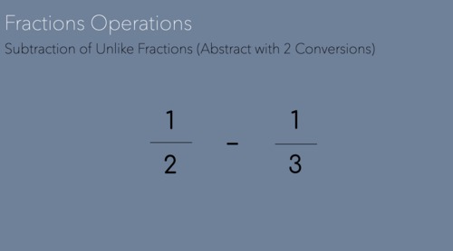 Preview of Montessori Subtraction of Unlike Fractions (Abstract 2 conversion) Presentation