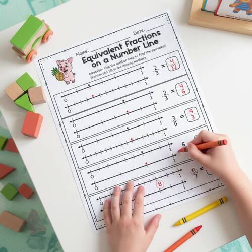 Equivalent Fractions on a Number Line Worksheets | Grade 3 Printable ...
