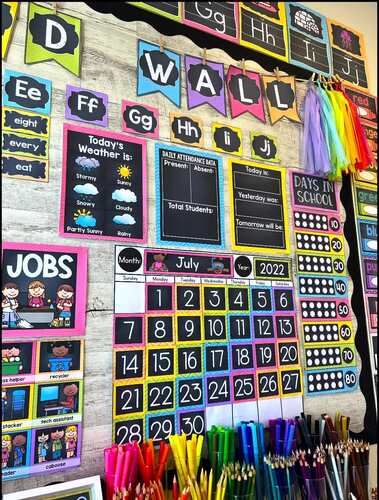 Chalkboard & Chevron Classroom Theme Decor Bundle ~ Jobs, Rules and more!