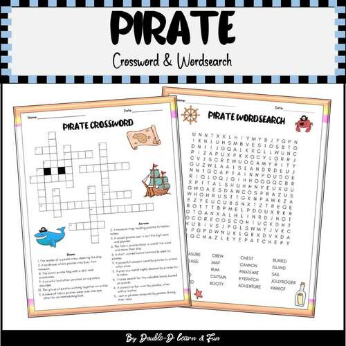 Pirate Crossword Wordsearch Morning Work word search march TPT