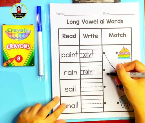 Long Vowel Teams Worksheets - Read, Write and Match Activity | TPT