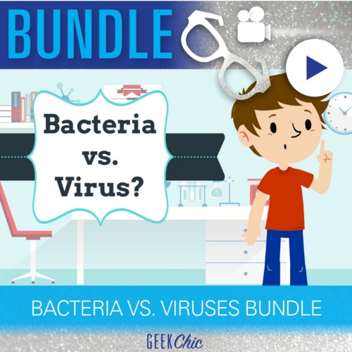 Preview of Biology & Life Science - Bacteria and Viruses Video and Task Cards BUNDLE