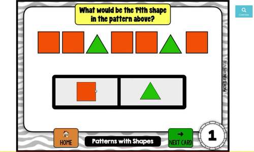 Shape Patterns Digital Task Cards for Use with Boom™ Learning | TPT