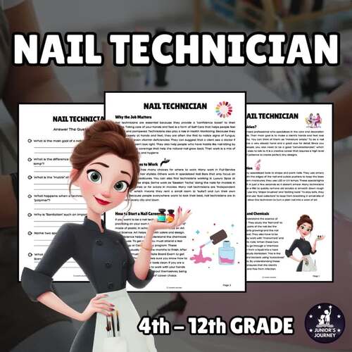 Nail Technician Reading Comprehension | Career Exploration Worksheet