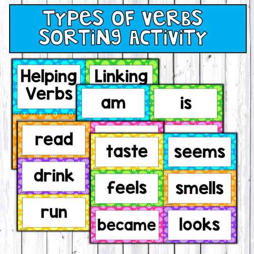 Types of Verbs Cards Sort Activity by Joyful 4th | TPT