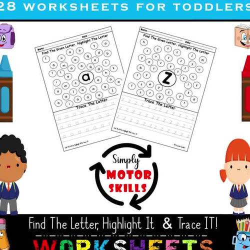 Find The Letter, Highlight It & Trace IT! Alphabet Recognition Worksheets.