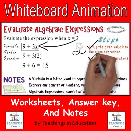 Preview of Algebraic Expressions: Whiteboard Animation Packet