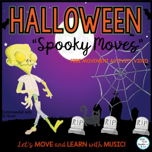 Preview of Halloween Music Class Activity Song "Spooky Moves" Video, Mp3 Tracks, Lesson
