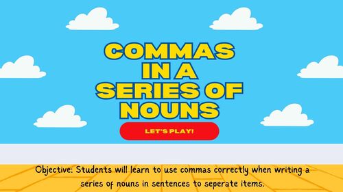 Preview of Commas in a series with nouns Toy Story Themed Presentation