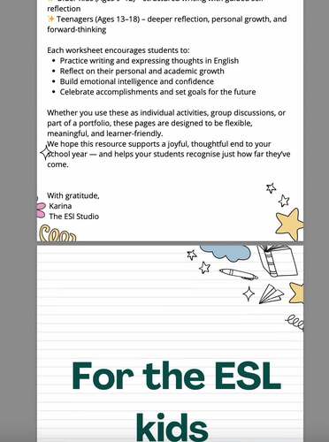 End of the Year Reflection Worksheet by Karina Teaching | TPT