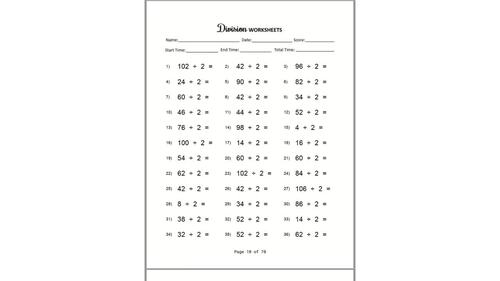 Division Worksheets Printable PDF by Mom Money Map | TPT