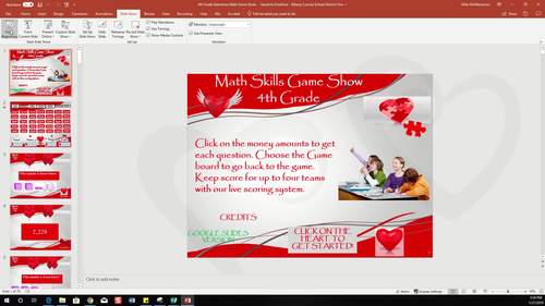 4th Grade Valentines Math Game Show
