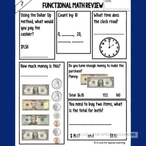 Functional Math Worksheet Life Skills Money Math Telling Time ...