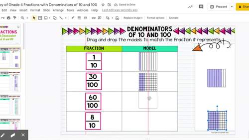 Adding Fractions With Denominators Of 10 And 100 For Google Classroom