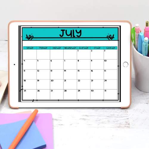 Editable Print and Digital Monthly Calendar with FREE yearly updates