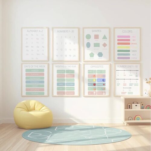 Preschool Learning Essentials Bundle - 8 Educational Posters ...