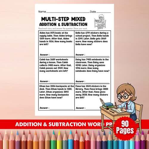 5th Grade Math Word Problems Bundle | Multi-Step Advanced Worksheets PDF PNG Pac